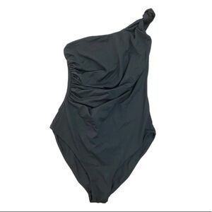 Carioca Collection Black One Shoulder Knotted One Piece Swimsuit Sz S